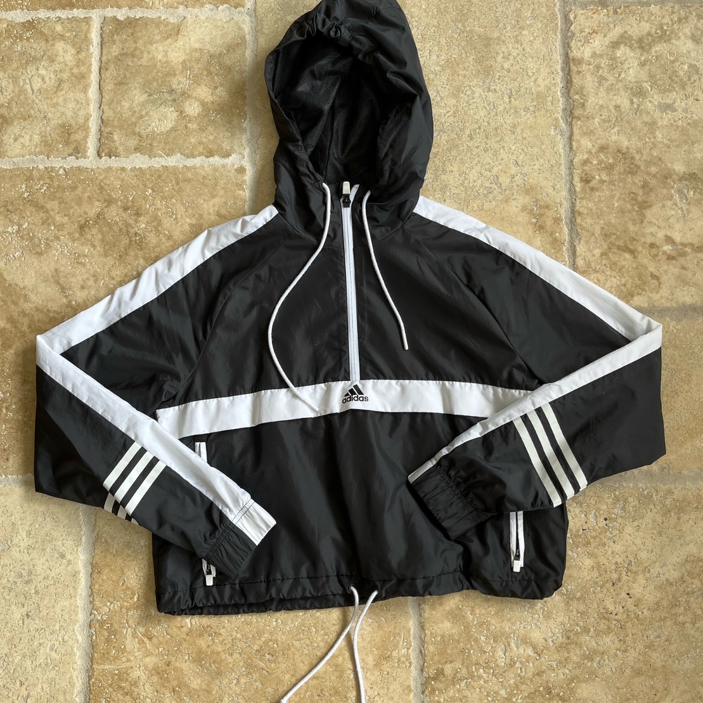 Women Adidas Cropped Windbreaker Size Small
